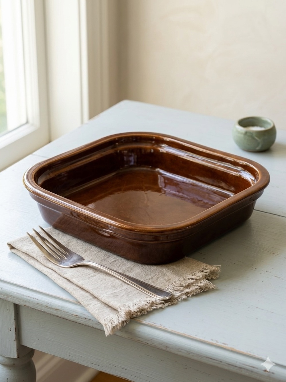 Vintage Brown Drip Glaze 12" Square Baker - Made in USA